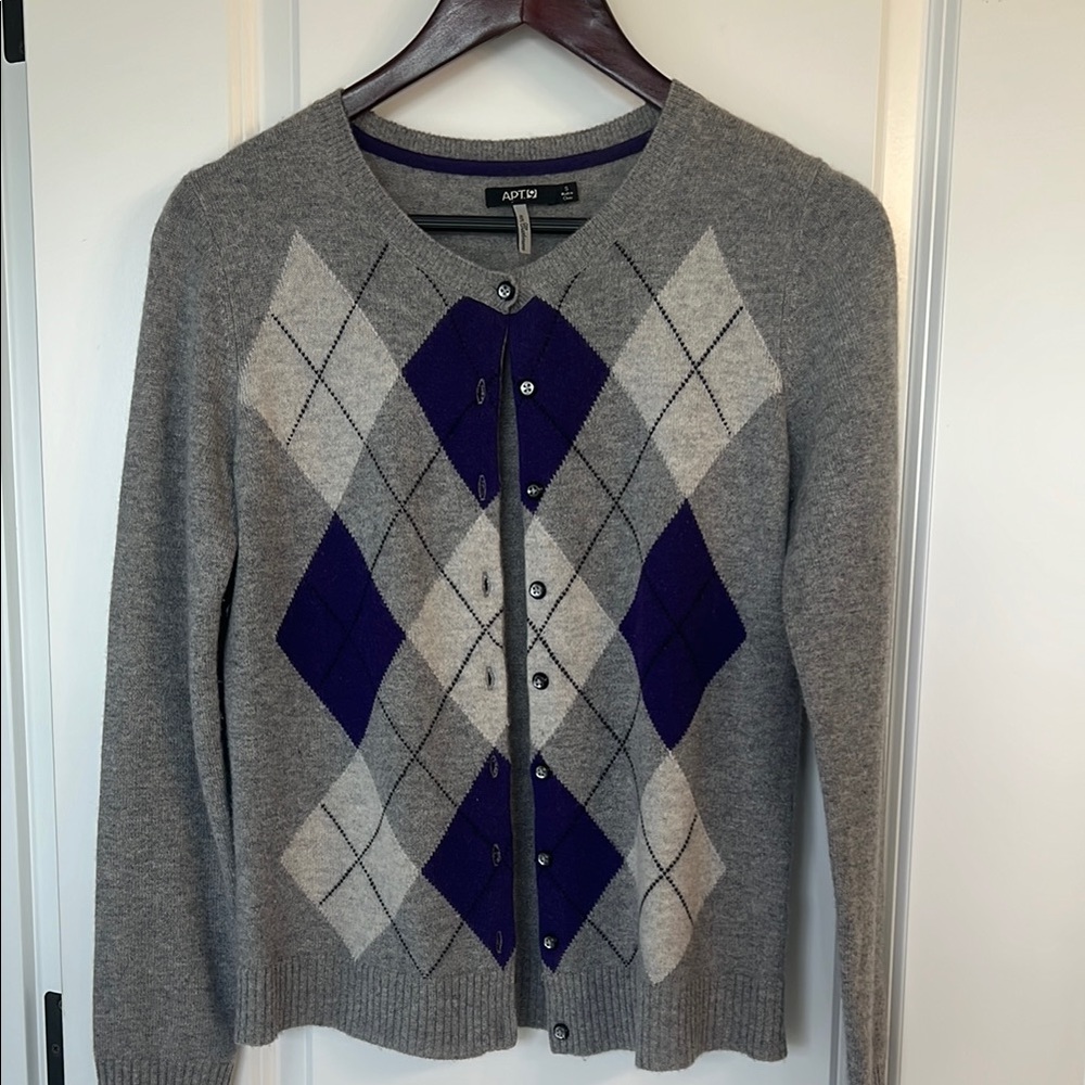 Apt. 9 Argyle Gray and Purple Women’s Cardigan